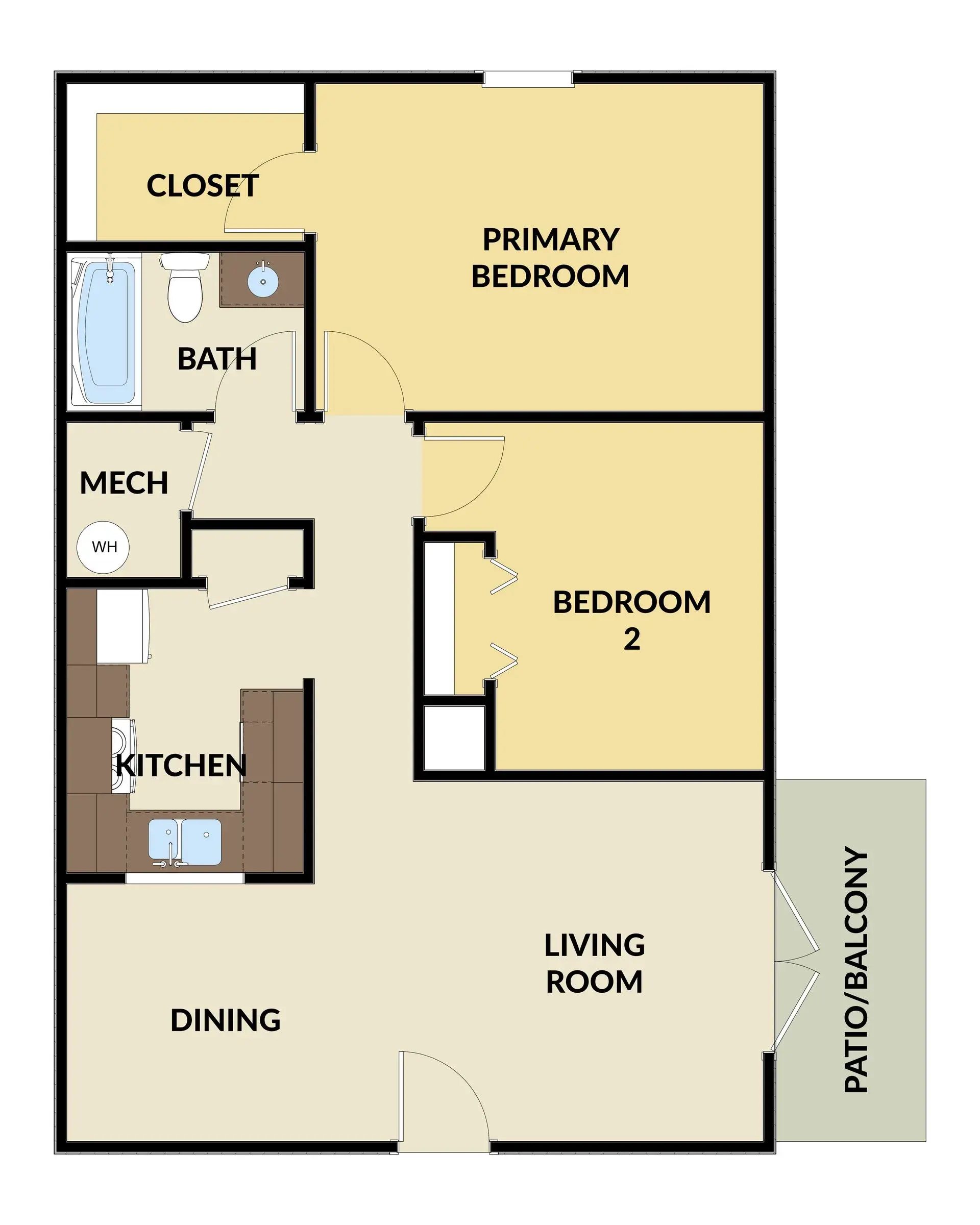 2 BED, 1 BATH APARTMENT