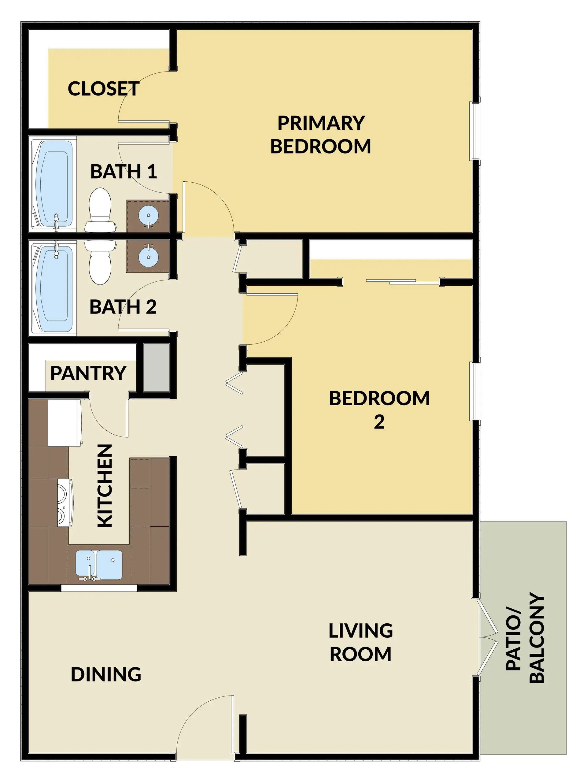 2 BED, 2 BATH APARTMENT