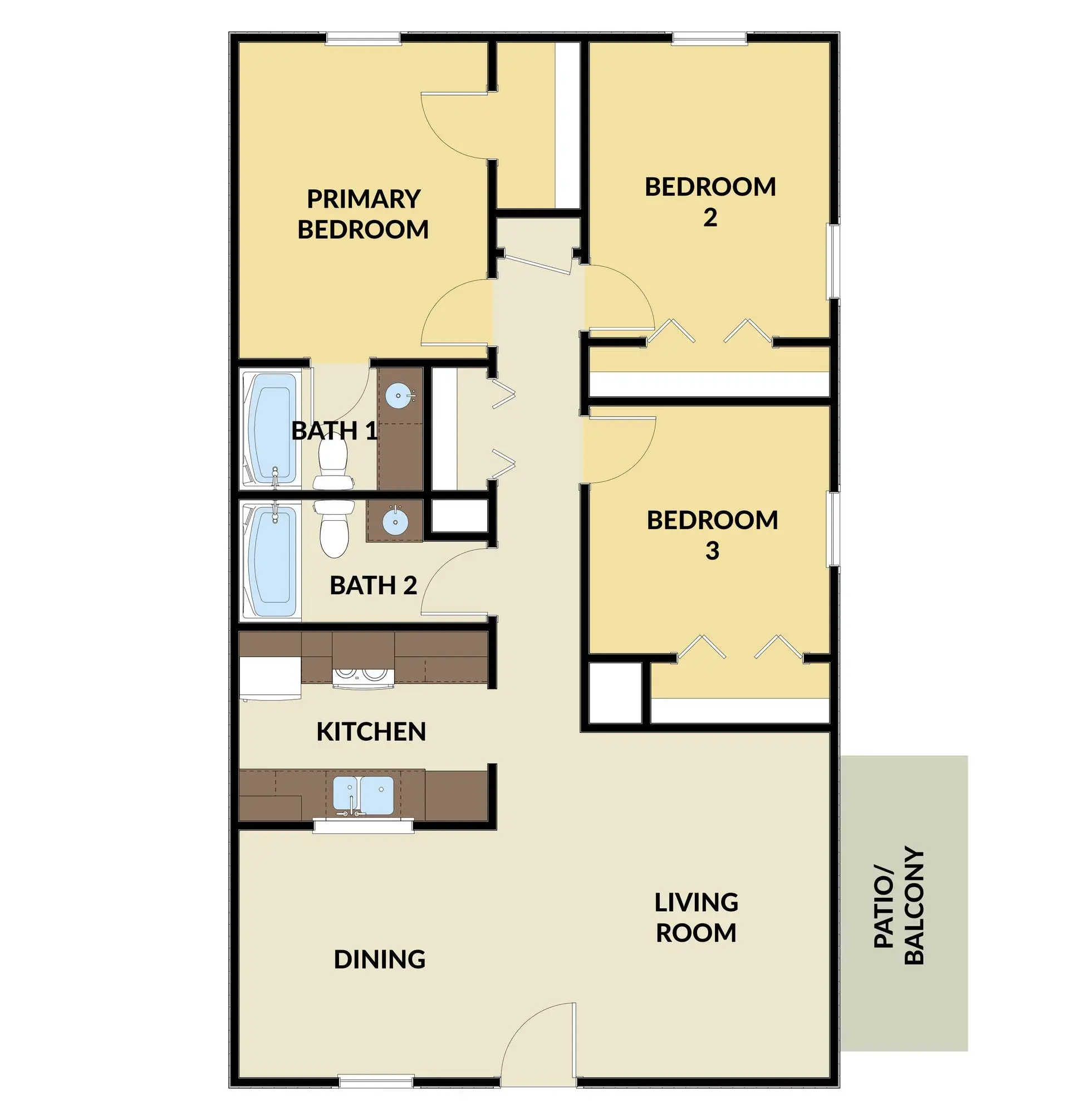 3 BED, 2 BATH APARTMENT